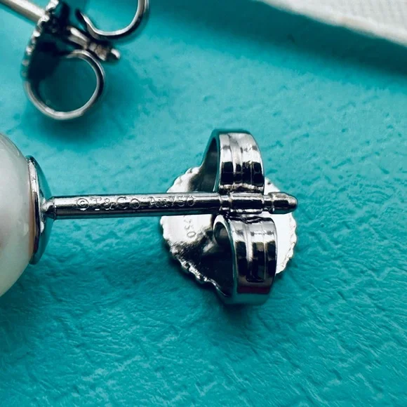 Tiffany & Co. 18K White Gold Akoya Pearls Signature Earrings with Packaging - Picture 6 of 11